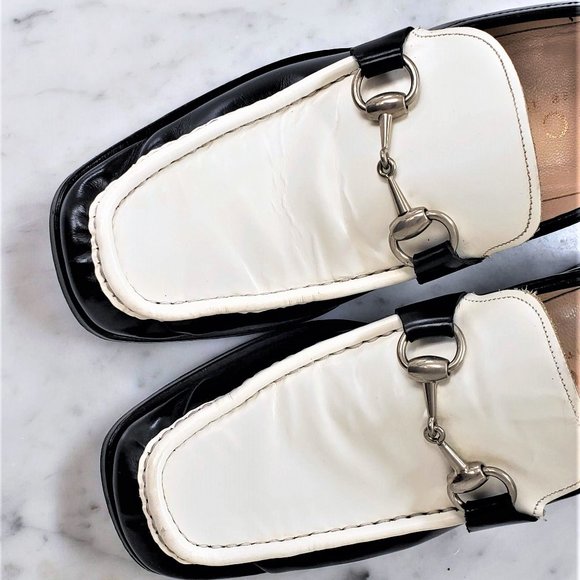 Gucci Horsebit Loafers Vintage 1996 Two-Tone Black & White, M Sz 5.5 D; W Sz 7 - Picture 4 of 16